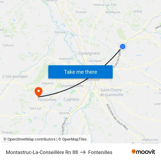 Montastruc-La-Conseillère Rn 88 to Fontenilles map