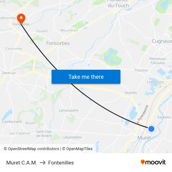 Muret C.A.M. to Fontenilles map