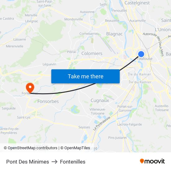 Pont Des Minimes to Fontenilles map