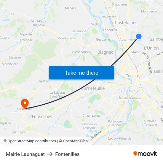 Mairie Launaguet to Fontenilles map
