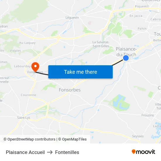 Plaisance Accueil to Fontenilles map