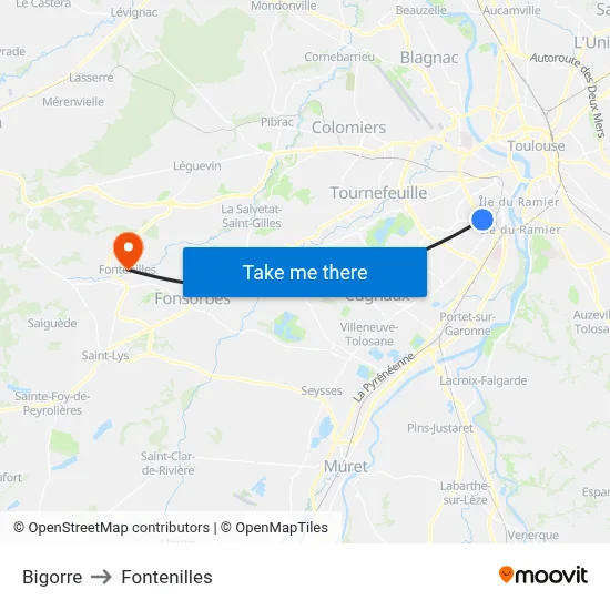 Bigorre to Fontenilles map