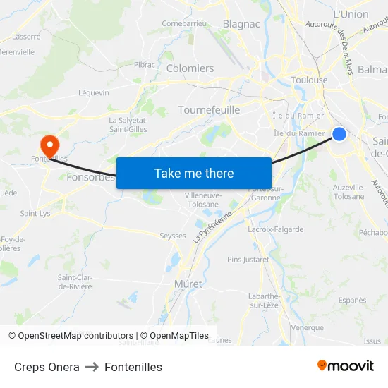 Creps  Onera to Fontenilles map