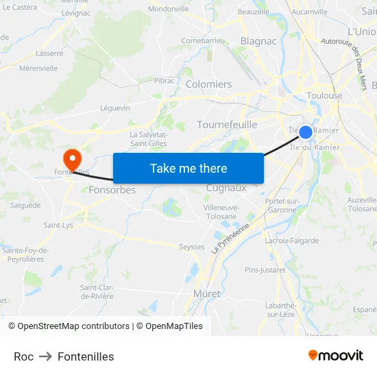 Roc to Fontenilles map