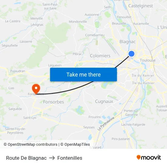 Route De Blagnac to Fontenilles map