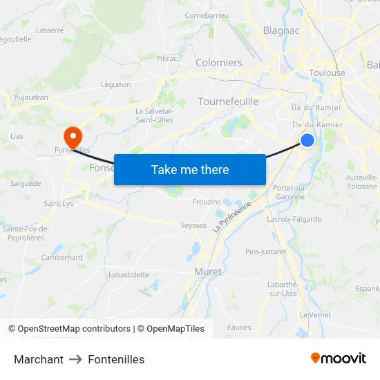 Marchant to Fontenilles map