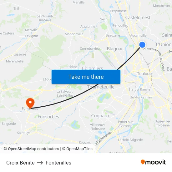 Croix Bénite to Fontenilles map