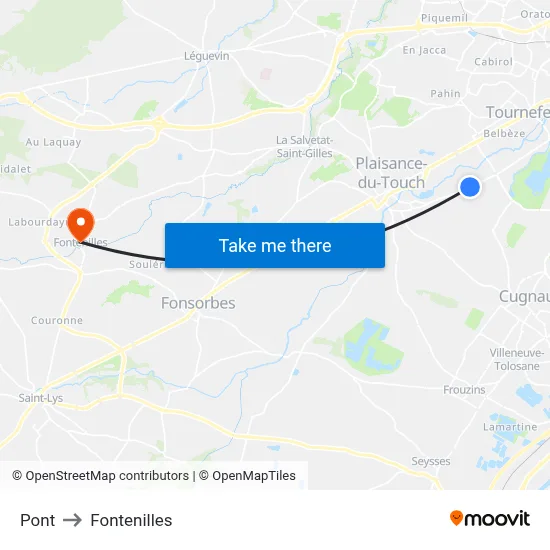 Pont to Fontenilles map