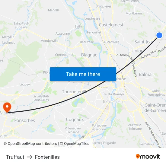 Truffaut to Fontenilles map
