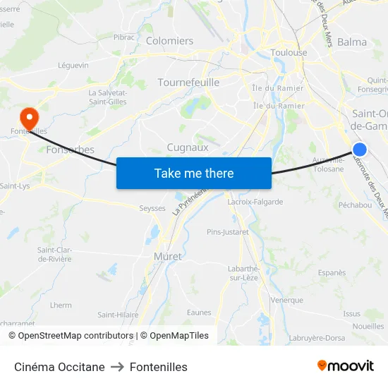 Cinéma Occitane to Fontenilles map