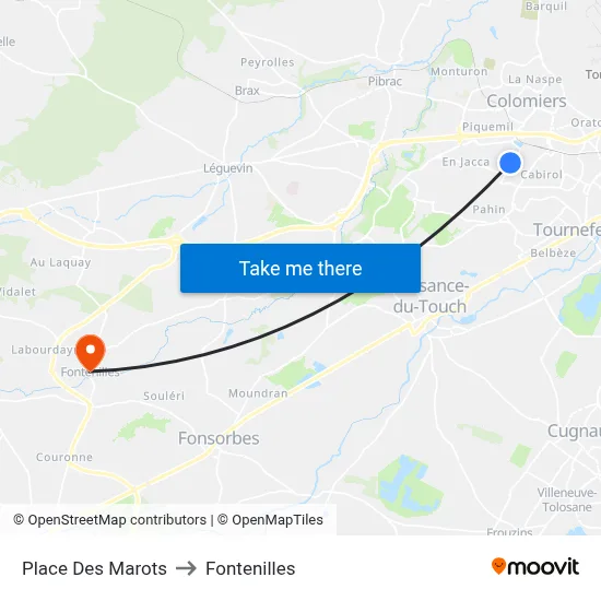 Place Des Marots to Fontenilles map
