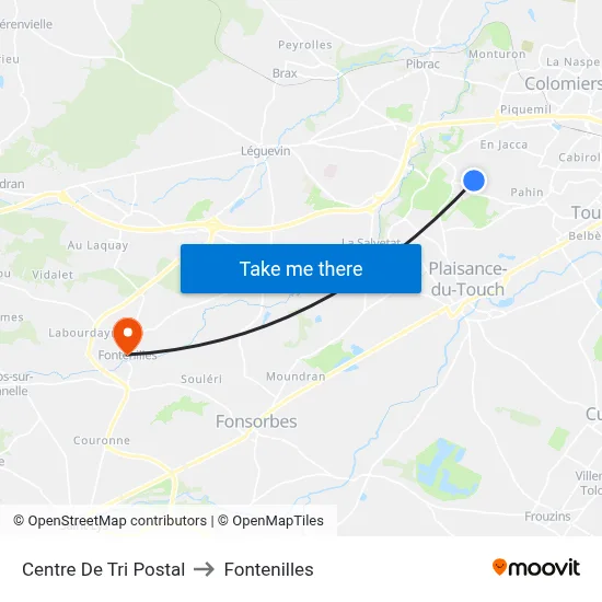 Centre De Tri Postal to Fontenilles map