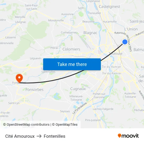 Cité Amouroux to Fontenilles map