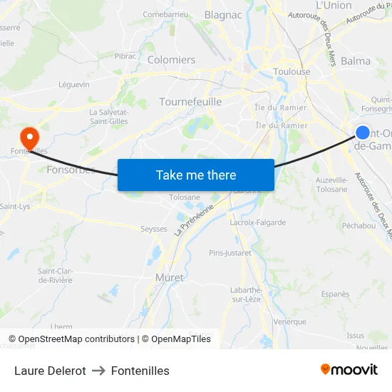 Laure Delerot to Fontenilles map