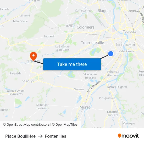 Place Bouillière to Fontenilles map