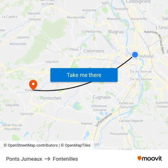 Ponts Jumeaux to Fontenilles map
