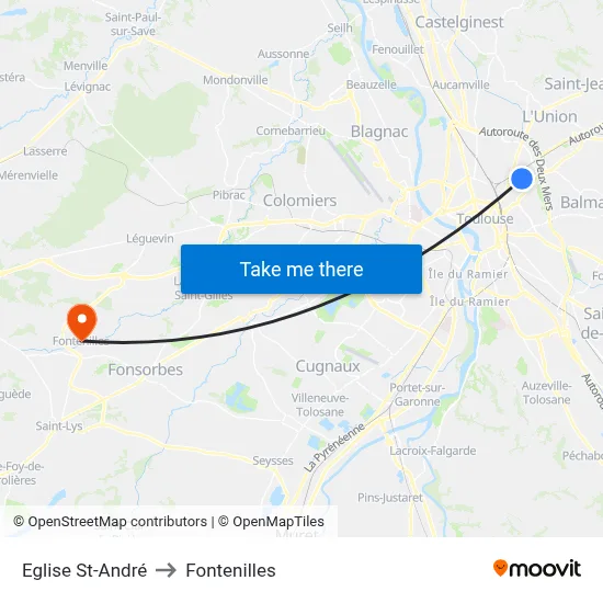 Eglise St-André to Fontenilles map