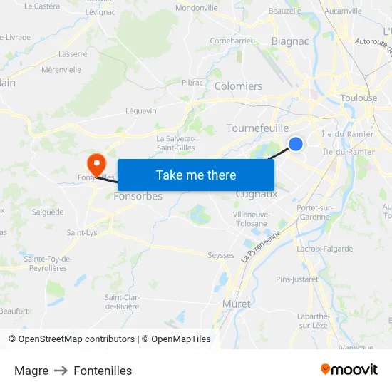 Magre to Fontenilles map