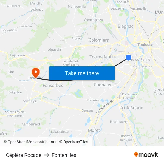 Cépière Rocade to Fontenilles map