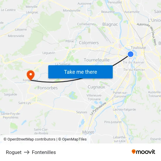 Roguet to Fontenilles map