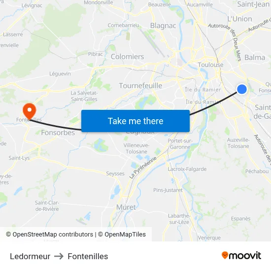 Ledormeur to Fontenilles map