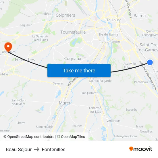 Beau Séjour to Fontenilles map