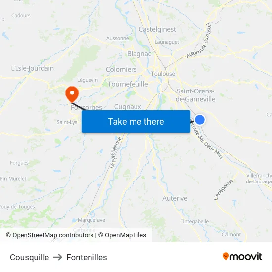 Cousquille to Fontenilles map