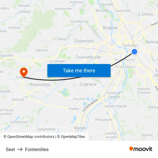 Seel to Fontenilles map