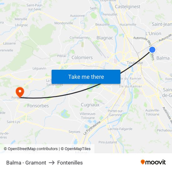 Balma - Gramont to Fontenilles map