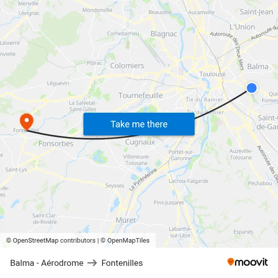 Balma - Aérodrome to Fontenilles map