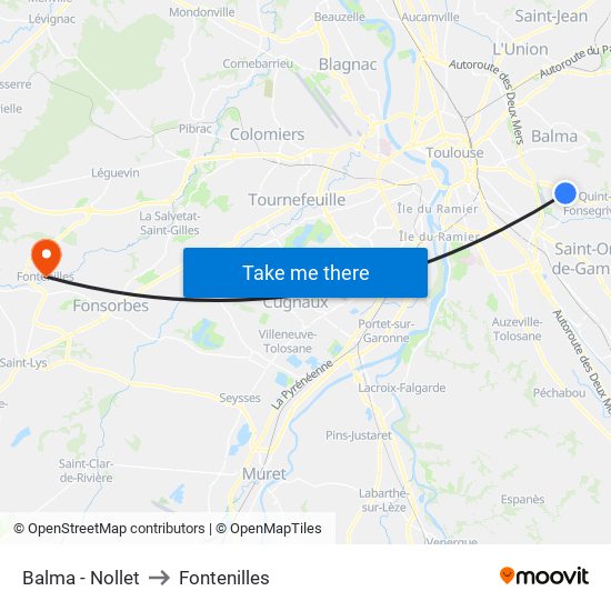 Balma - Nollet to Fontenilles map