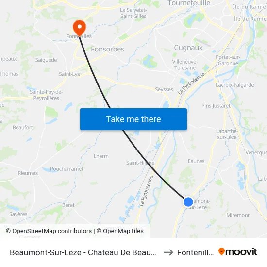 Beaumont-Sur-Leze - Château De Beaumont to Fontenilles map