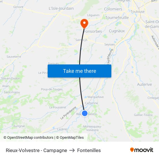 Rieux-Volvestre - Campagne to Fontenilles map