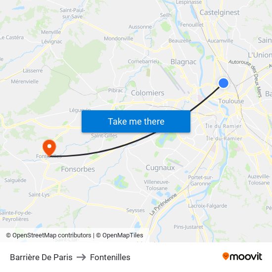 Barrière De Paris to Fontenilles map