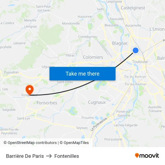 Barrière De Paris to Fontenilles map