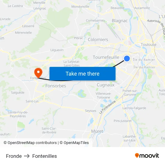 Fronde to Fontenilles map