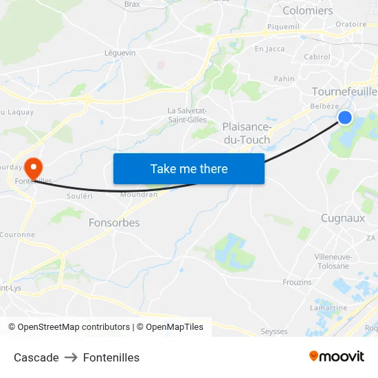 Cascade to Fontenilles map