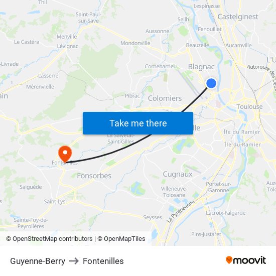Guyenne-Berry to Fontenilles map