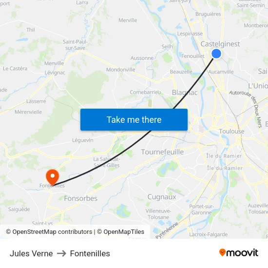 Jules Verne to Fontenilles map