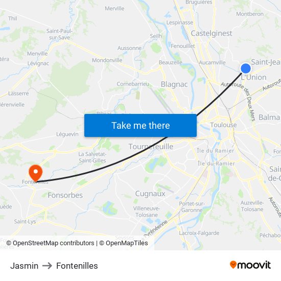 Jasmin to Fontenilles map