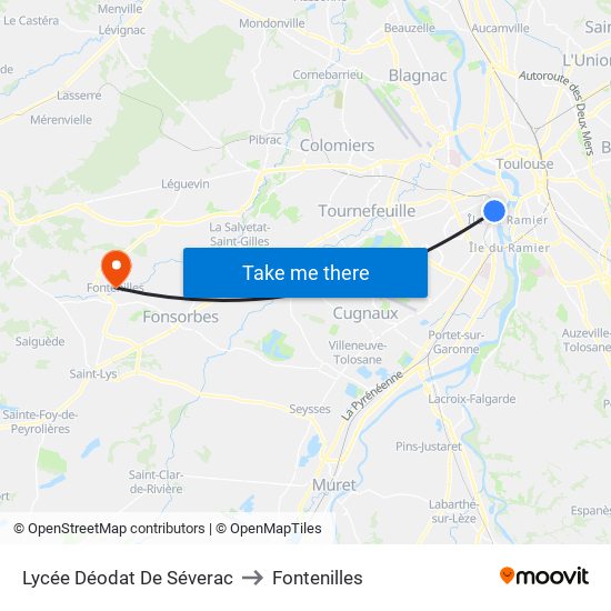 Lycée Déodat De Séverac to Fontenilles map