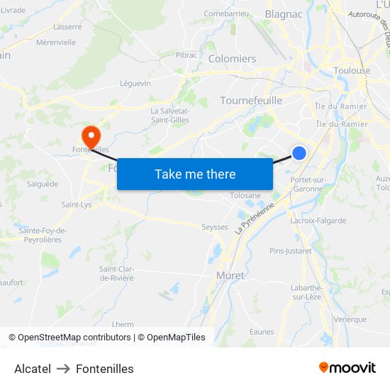 Alcatel to Fontenilles map