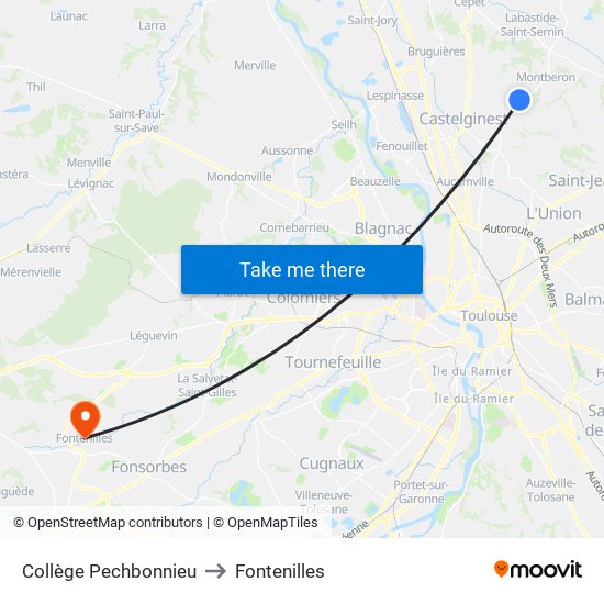 Collège Pechbonnieu to Fontenilles map