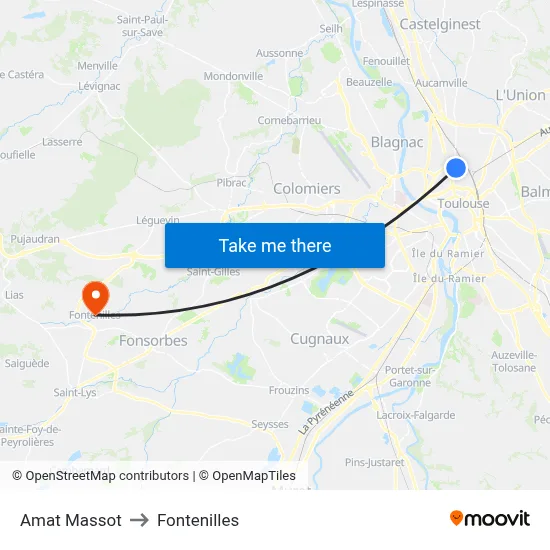 Amat Massot to Fontenilles map