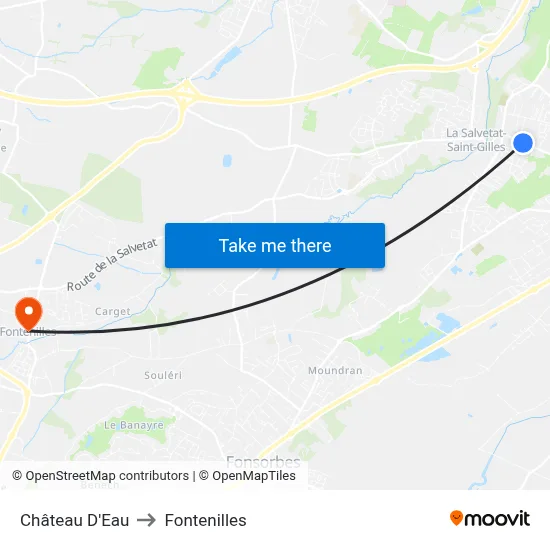 Château D'Eau to Fontenilles map