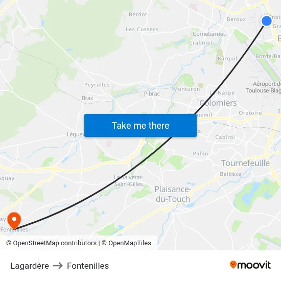 Lagardère to Fontenilles map