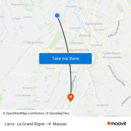 Larra - Le Grand Bigné to Mauzac map