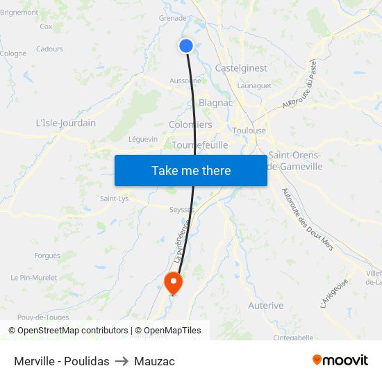 Merville - Poulidas to Mauzac map