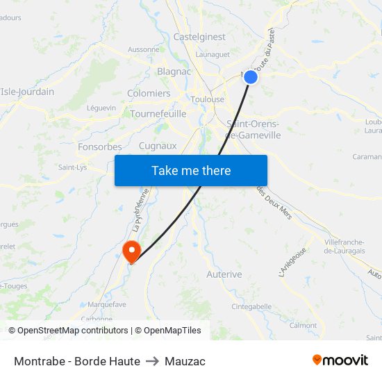 Montrabe - Borde Haute to Mauzac map