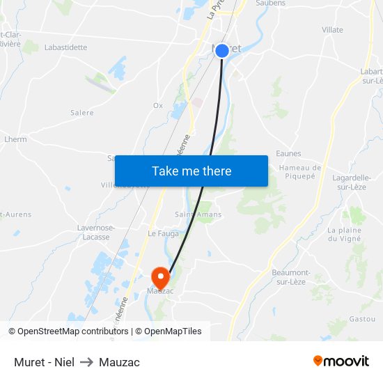 Muret - Niel to Mauzac map